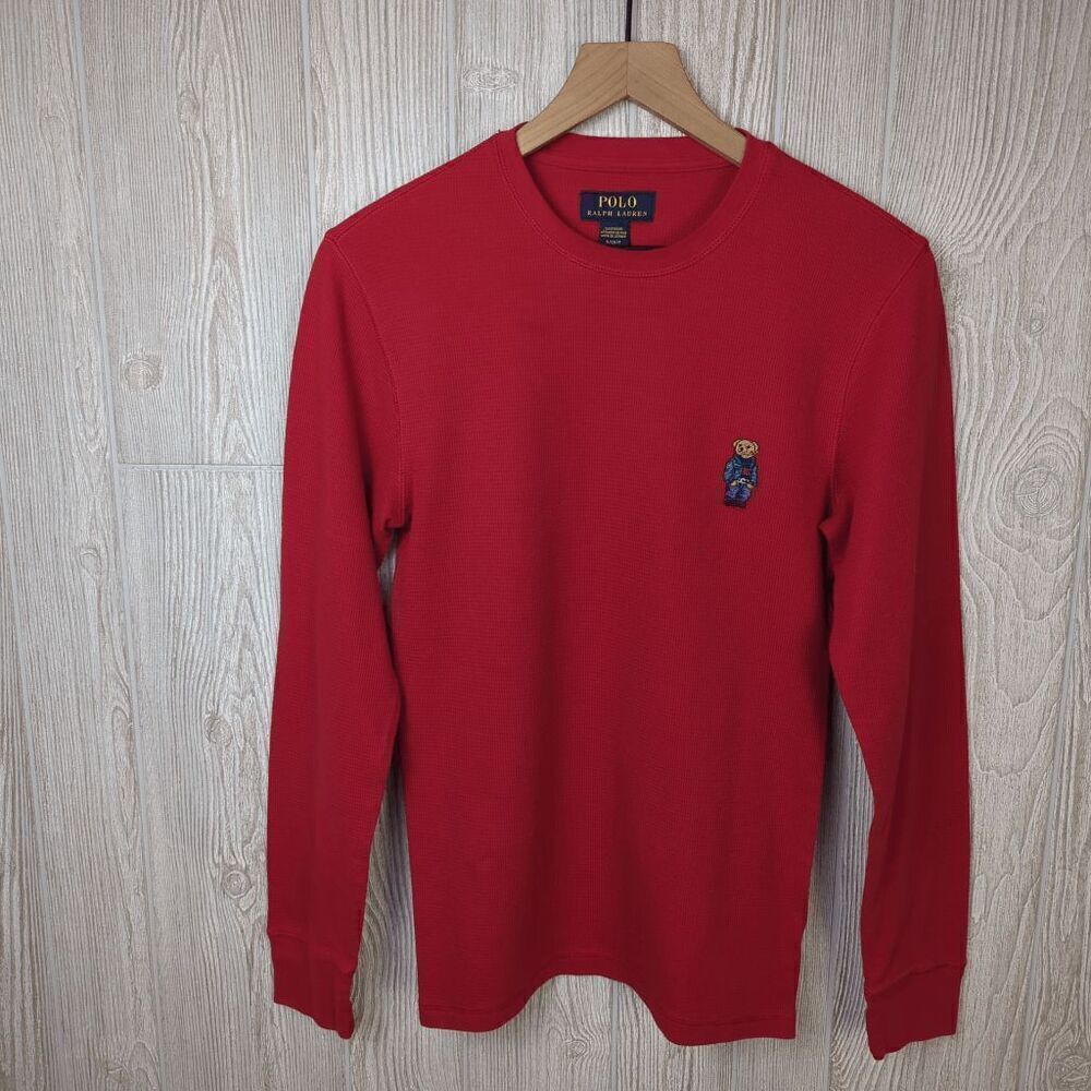 Polo Ralph Lauren Teddy Bear Thermal Long Sleeve Sleepwear Men’s Small Red